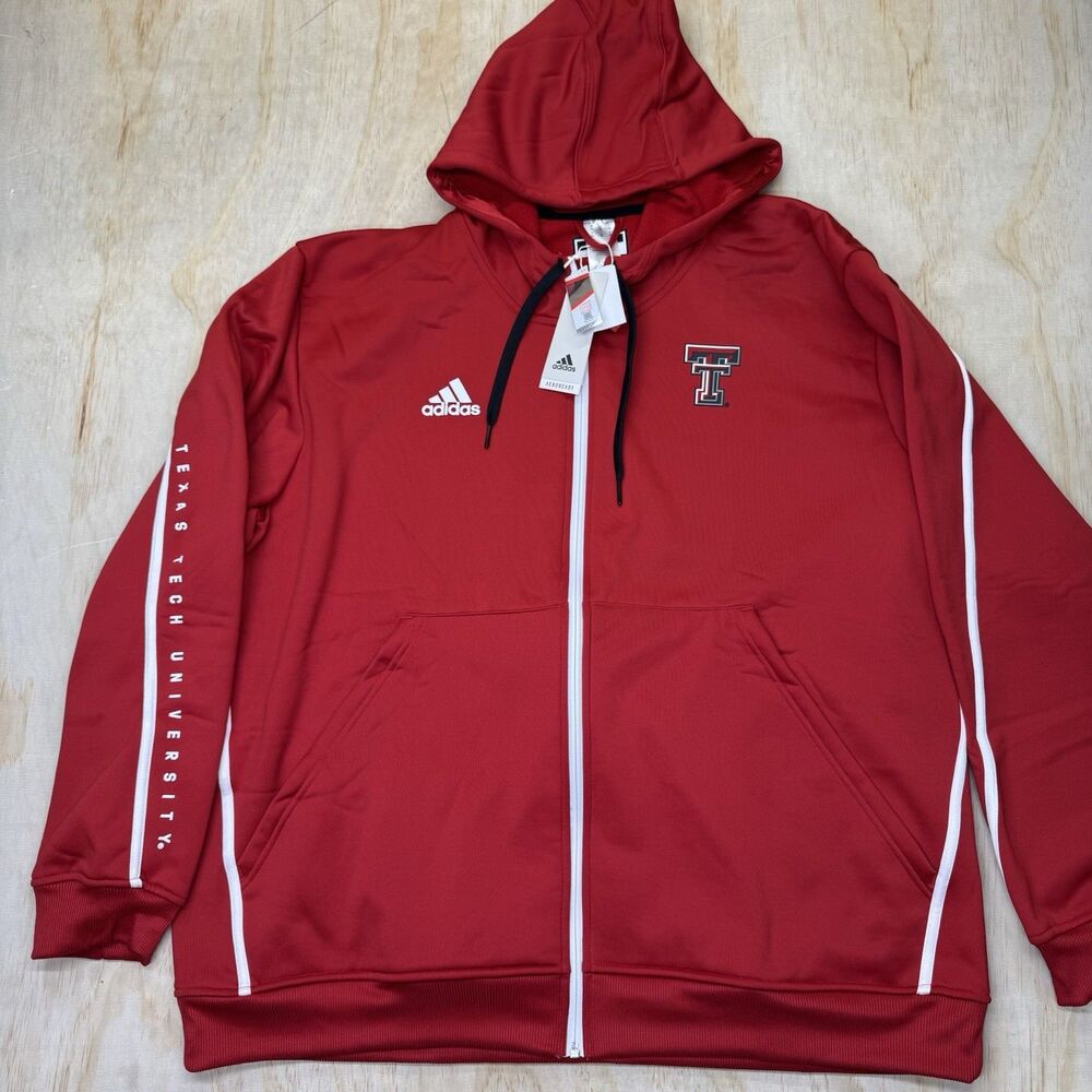 NEW Texas Tech Red Raiders adidas Sideline Travel Full-Zip Hoodie LG TALL
